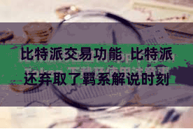 比特派交易功能  比特派还弃取了羁系解说时刻